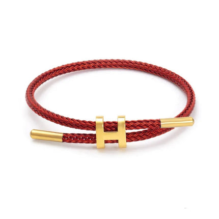 Berlin Inspired Braided Cord Bracelet with "H" Metal Clasp | Sturdy Elegant Design | Available in Various Colors