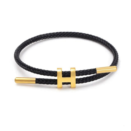 Berlin Inspired Braided Cord Bracelet with "H" Metal Clasp | Sturdy Elegant Design | Available in Various Colors