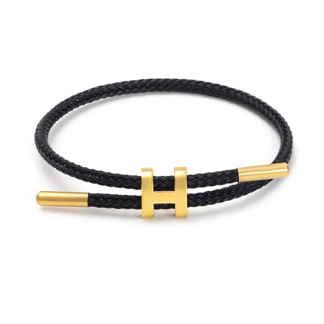 Berlin Inspired Braided Cord Bracelet with "H" Metal Clasp | Sturdy Elegant Design | Available in Various Colors