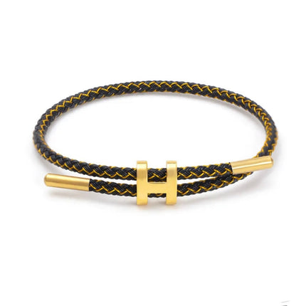 Berlin Inspired Braided Cord Bracelet with "H" Metal Clasp | Sturdy Elegant Design | Available in Various Colors