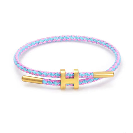 Berlin Inspired Braided Cord Bracelet with "H" Metal Clasp | Sturdy Elegant Design | Available in Various Colors