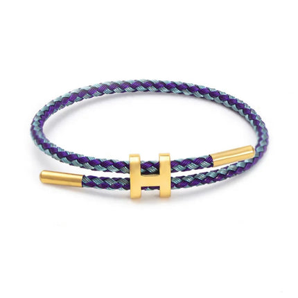 Berlin Inspired Braided Cord Bracelet with "H" Metal Clasp | Sturdy Elegant Design | Available in Various Colors