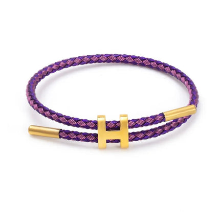 Berlin Inspired Braided Cord Bracelet with "H" Metal Clasp | Sturdy Elegant Design | Available in Various Colors