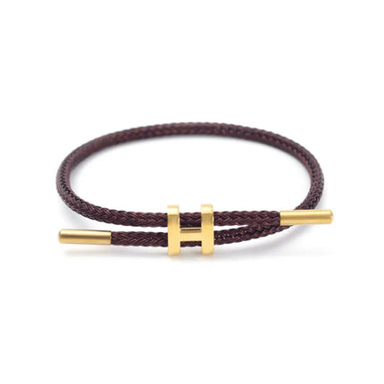 Berlin Inspired Braided Cord Bracelet with "H" Metal Clasp | Sturdy Elegant Design | Available in Various Colors