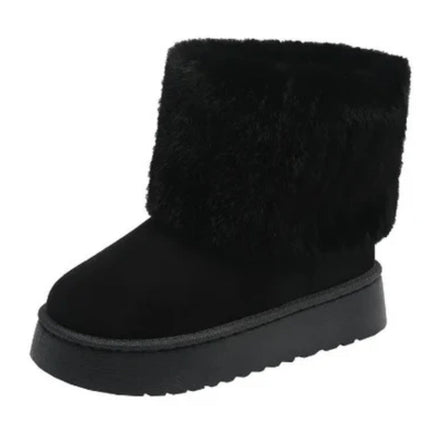 STELLA | Women's Mid-Heel Waterproof Snow Boots | Round Toe | Plush Interior | Brown