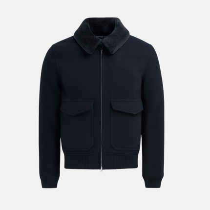 Men's Winter Bomber Jacket | Blue | Regular Fit | Puento Fortade | Soft Faux Fur Lining | TP 20 | Rib-Knit Cuffs | Multiple Pockets | Essential Style
