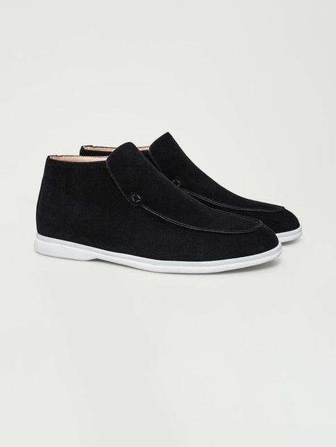 Men's High Suede Loafers | Black | Regular Fit | Puento Fortade | Premium Comfort & Style | Versatile Footwear