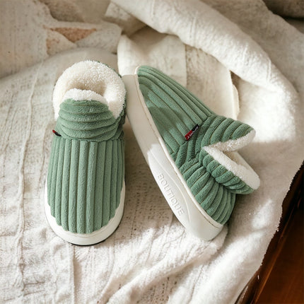 Women's Cozy Cotton Lined Slippers | Slip-On Winter Footwear | Neutral Grey | Sizes S-XL | Warm Indoor Comfort
