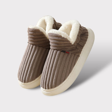 Women's Cozy Cotton Lined Slippers | Slip-On Winter Footwear | Neutral Grey | Sizes S-XL | Warm Indoor Comfort