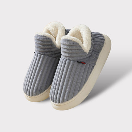 Women's Cozy Cotton Lined Slippers | Slip-On Winter Footwear | Neutral Grey | Sizes S-XL | Warm Indoor Comfort