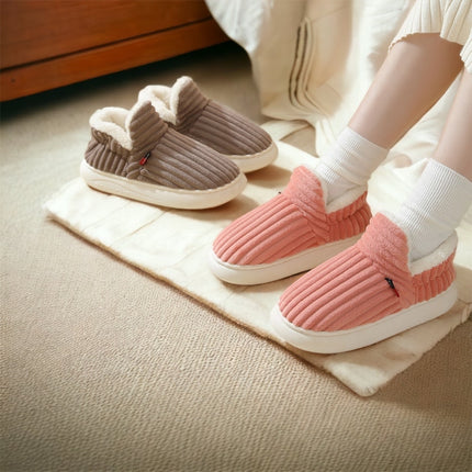 Women's Cozy Cotton Lined Slippers | Slip-On Winter Footwear | Neutral Grey | Sizes S-XL | Warm Indoor Comfort