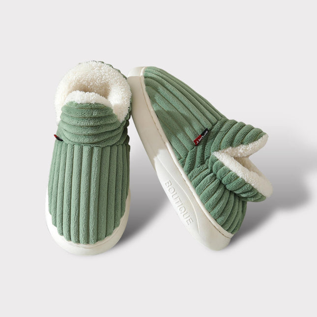 Women's Cozy Cotton Lined Slippers | Slip-On Winter Footwear | Neutral Grey | Sizes S-XL | Warm Indoor Comfort