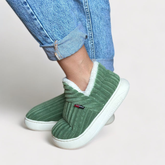 Women's Cozy Cotton Lined Slippers | Slip-On Winter Footwear | Neutral Grey | Sizes S-XL | Warm Indoor Comfort