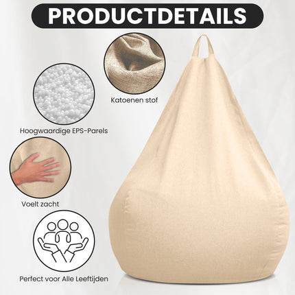 Premium Linen Bean Bag with Filling | Ergonomic Support | Removable Washable Cover | Multiple Sizes and Colors | Soft & Durable | Ideal for Living Room and Bedroom