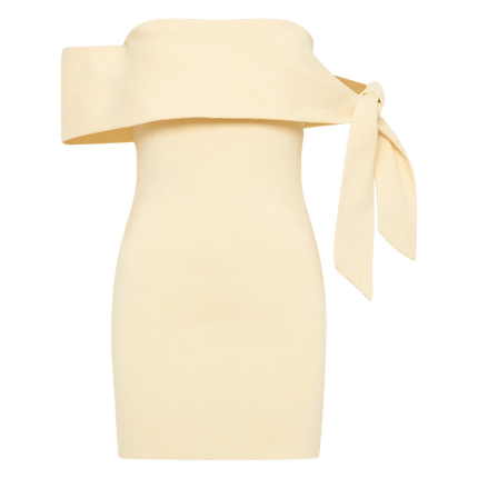 JAYMES Off-Shoulder Mini Dress | Soft Stretch Knit | Tie Arm Detail | Unlined | True to Size
