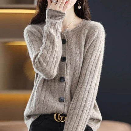 Women's Cozy Warm Wool Cardigan | Soft Loose Fit | Button Up Style | Elegant Knitwear by Belle Couture | Ideal for Layering | Samira Collection