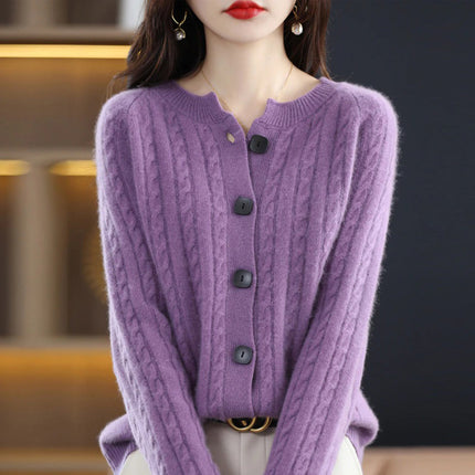 Women's Cozy Warm Wool Cardigan | Soft Loose Fit | Button Up Style | Elegant Knitwear by Belle Couture | Ideal for Layering | Samira Collection