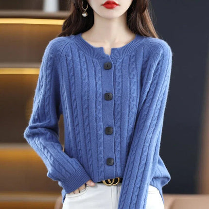 Women's Cozy Warm Wool Cardigan | Soft Loose Fit | Button Up Style | Elegant Knitwear by Belle Couture | Ideal for Layering | Samira Collection