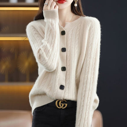 Women's Cozy Warm Wool Cardigan | Soft Loose Fit | Button Up Style | Elegant Knitwear by Belle Couture | Ideal for Layering | Samira Collection