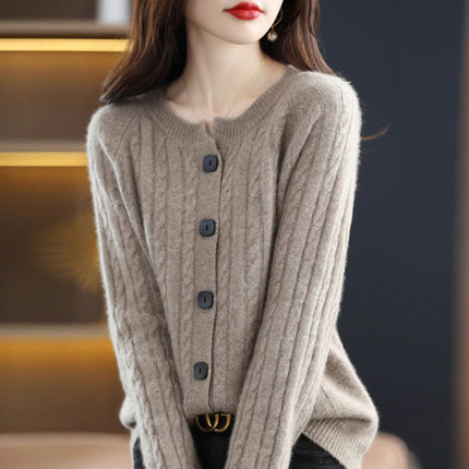 Women's Cozy Warm Wool Cardigan | Soft Loose Fit | Button Up Style | Elegant Knitwear by Belle Couture | Ideal for Layering | Samira Collection