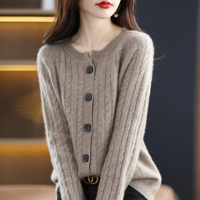 Women's Cozy Warm Wool Cardigan | Soft Loose Fit | Button Up Style | Elegant Knitwear by Belle Couture | Ideal for Layering | Samira Collection