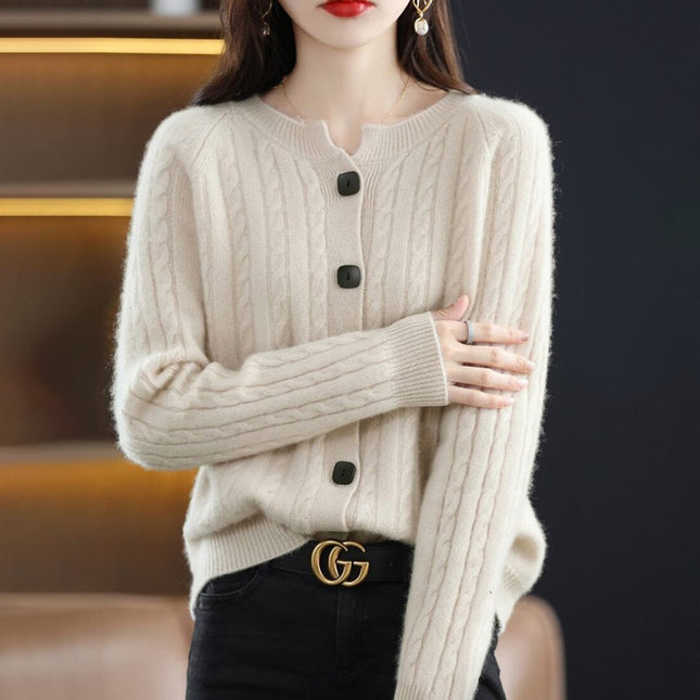 Women's Cozy Warm Wool Cardigan | Soft Loose Fit | Button Up Style | Elegant Knitwear by Belle Couture | Ideal for Layering | Samira Collection