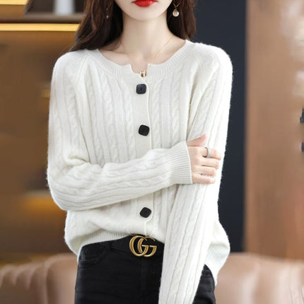Women's Cozy Warm Wool Cardigan | Soft Loose Fit | Button Up Style | Elegant Knitwear by Belle Couture | Ideal for Layering | Samira Collection