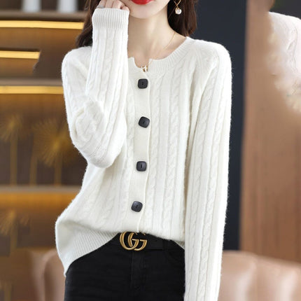 Women's Cozy Warm Wool Cardigan | Soft Loose Fit | Button Up Style | Elegant Knitwear by Belle Couture | Ideal for Layering | Samira Collection