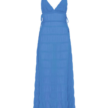 La Louisiane Sheer Cover Maxi Dress | Ruching & Drawstring Waist | Adjustable Side Cutouts | Bust Lined | Polyester Crepe Georgette