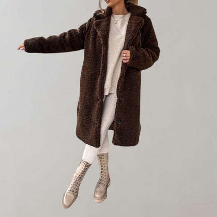 Women's Long Warm Teddy Coat | Beige | Zoey Lable | Winter Outerwear | Sizes S-3XL