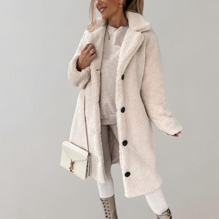Women's Long Warm Teddy Coat | Beige | Zoey Lable | Winter Outerwear | Sizes S-3XL