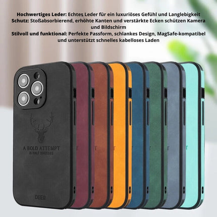 Luxury Leather Case for iPhone | Elegant Design & Shockproof Protection | High-Quality Material | Precise Fit & Cutouts | Thin & Lightweight | Available in Various Colors & Finishes