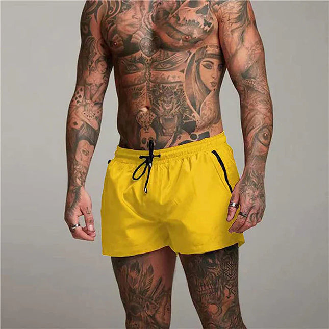 Men's Quick-Dry Beachwear Shorts | Sleek Leg-Hugging Fit | Elastic Waist | Functional Pockets | Polyester-Spandex Blend | Vibrant & Classic Colors | Ideal for Swimming & Summer Activities