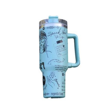 Taylor Swift Inspired Stainless Steel Tumbler | Insulated Leak-Resistant Design | Custom Lyrics & Sketches | Double-Wall Vacuum Sealed | Durable & Rust-Resistant | Ergonomic Handle | Dishwasher Safe | Travel Friendly
