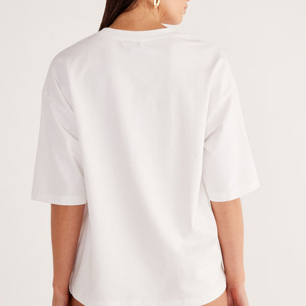 Oversized Cotton T-Shirt | Hand Drawn Print | Drop Shoulders | Relaxed Fit | Soft Texture