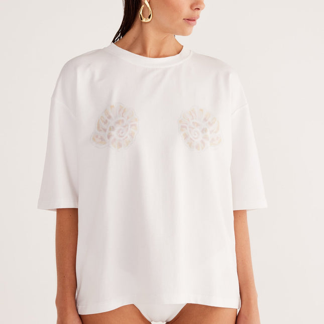Oversized Cotton T-Shirt | Hand Drawn Print | Drop Shoulders | Relaxed Fit | Soft Texture