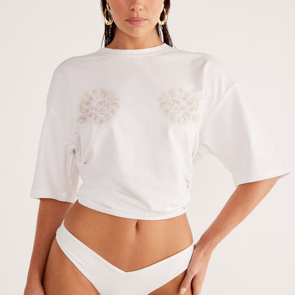 Oversized Cotton T-Shirt | Hand Drawn Print | Drop Shoulders | Relaxed Fit | Soft Texture