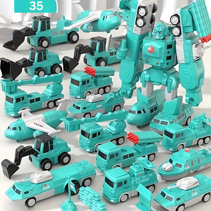 Magnetic Snap-Together Transform Car Toy | Educational STEM Building Set for Kids 2+ | Innovative Problem-Solving and Imaginative Play | Safe ABS Material | Includes Engineering and Military Series Pieces