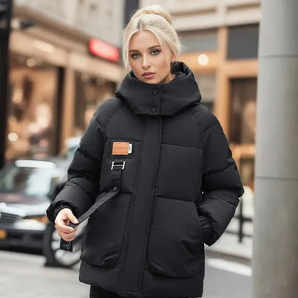 Women's Winter Coat | Down Lined | Black | Wind & Waterproof | Warm Hood & Collar | Timeless Style | Designed in Amsterdam