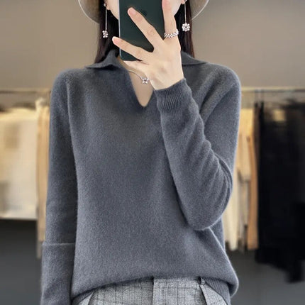 Women's Merino Wool Sweater | Elegant Collar | Soft, Warm & Stylish | Perfect for Casual & Formal Wear | Premium Quality | Timeless Fashion
