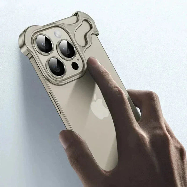 Aluminum Rimless iPhone Case | Slim Minimalist Design | Corner & Lens Protection | Fits iPhone 12-16 Series | Available in 5 Colors | Precision Cutouts for Speakers & Charging | Raised Edges