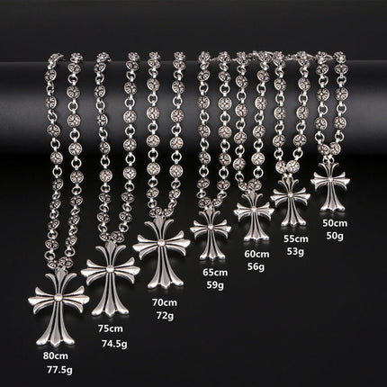 Gothic Cross Necklace | Vintage Silver Finish | Adjustable Chain 50cm to 80cm | Y2K Punk Style | Unisex Fashion Accessories | Retro Pendant Design | Lightweight Durable Materials | Ideal Gift for Goth Lovers