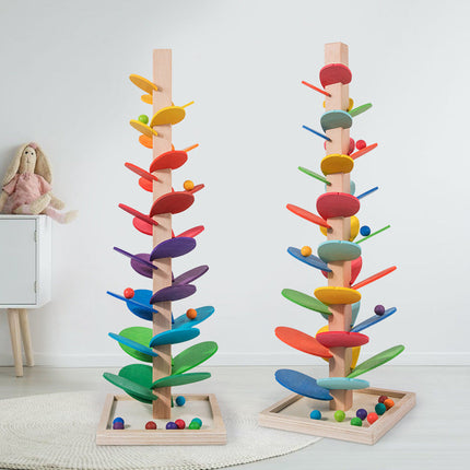Montessori Wooden Marble Run Set | Child Development | Educational Toy | Bright Colors | Eco-Friendly | Enhances Problem Solving & Motor Skills | Smooth Glide Marble Track
