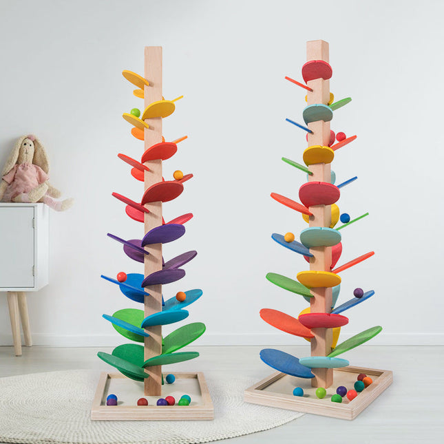 Montessori Wooden Marble Run Set | Child Development | Educational Toy | Bright Colors | Eco-Friendly | Enhances Problem Solving & Motor Skills | Smooth Glide Marble Track