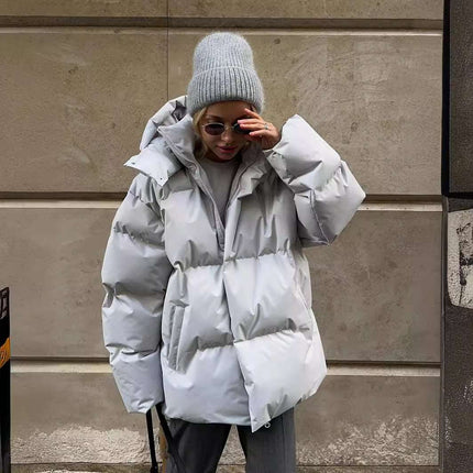 Jeanie Women's Quilted Puffer Jacket with Hood | Waterproof Polyester | Deep Pockets for Winter | Brown