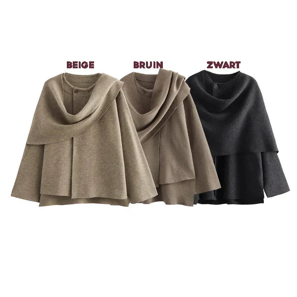 Cozy™ Women's Oversized Coat | Asymmetrical Scarf Detail | Thick Polyester for Winter Warmth | Single Button Closure | Regular Fit