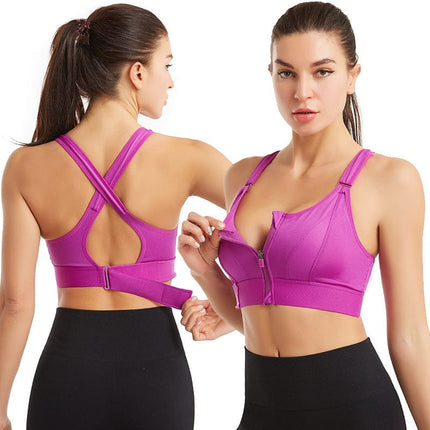 Audrey | Breathable Front Zipper Sports Bra | Adjustable Straps | Durable Workout Support | Stylish Design