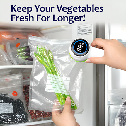 Portable Food Vacuum Sealer | Handheld Design | USB Rechargeable | Prolong Freshness | Protects Against Humidity | Prevents Freezer Burn | ABS Plastic & Silicone | Compact for Travel | Strong Suction Power