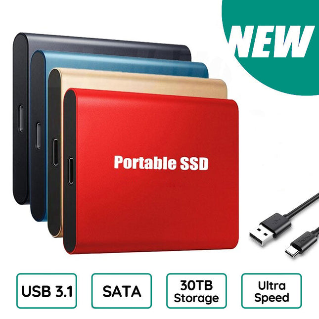 Ultra Speed External SSD | Lightning-Fast | Shock-Resistant | Compact | Up to 30TB Capacity | Aluminum Alloy Design | USB 2.0/3.0 Compatibility | PC, Mac, Android, Gaming Consoles | Portable Data Solution