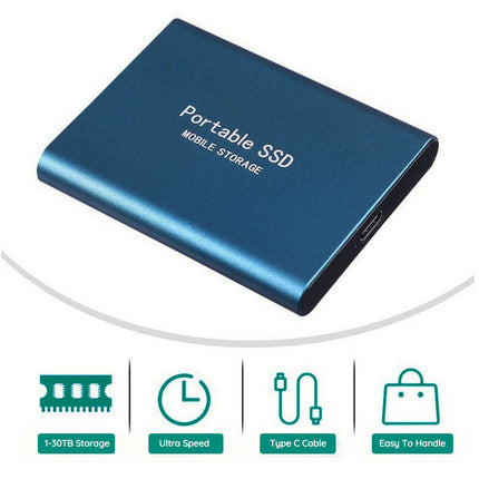 Ultra Speed External SSD | Lightning-Fast | Shock-Resistant | Compact | Up to 30TB Capacity | Aluminum Alloy Design | USB 2.0/3.0 Compatibility | PC, Mac, Android, Gaming Consoles | Portable Data Solution